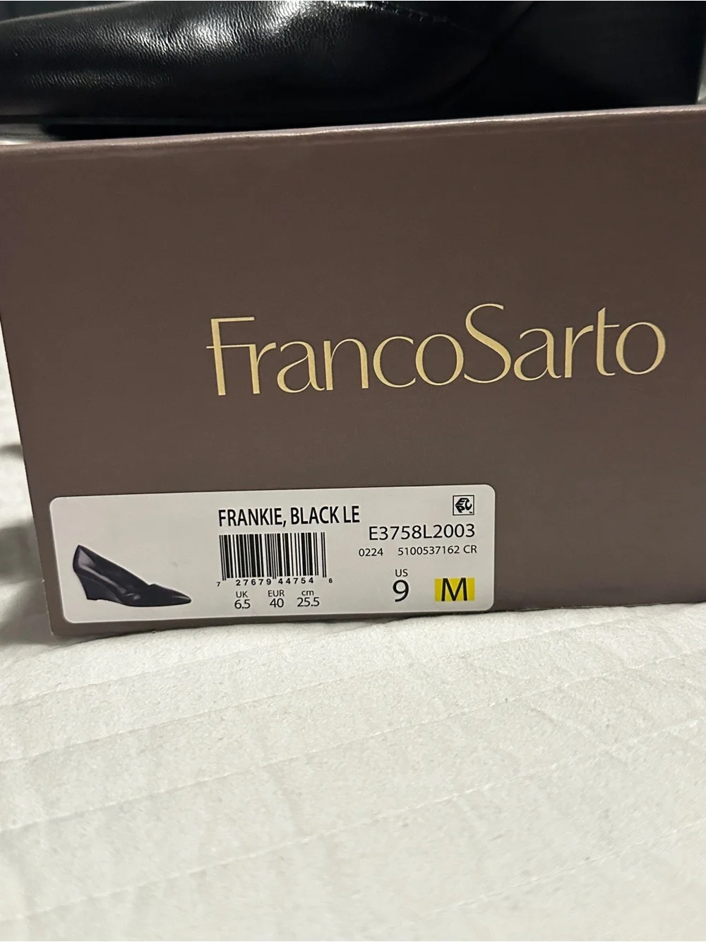 Franco Sarto black leather wedges